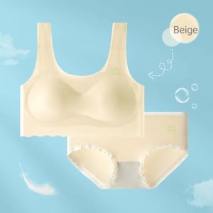 New Latex Padded Underwear Panties Bra Set Students Small Breasts Developmental Big Children Without Trace Vest Girls Bra