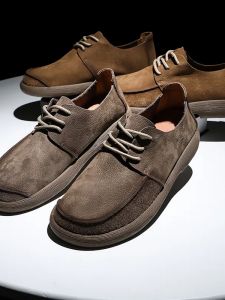 Leather Shoes Mens Casual Leather Shoes Breathable Soft Bottom Anti-slip Wear-resistant Wide Head Leather Shoes for Autumn