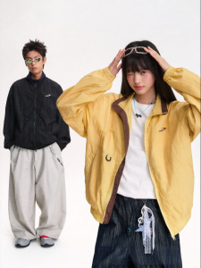 JNXS | Vintage American Stand Collar Color Blocking Splice Jacket