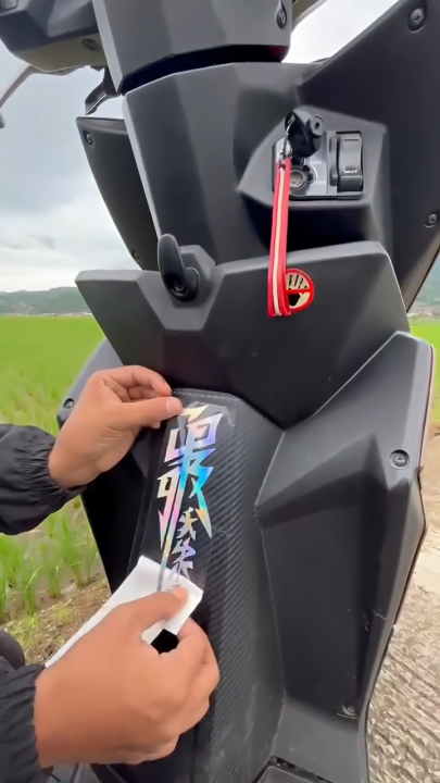 Cutting Stiker Kanji Jepang Katana Power Sticker Aksesoris Motor Warna Solid Vinyl Hologram Gold Putih Hitam Stiker Body Motor Dan Helm
