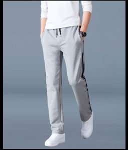 Sports Pants Mens Spring Cotton Men Casual Pants Long Pants Fall and Winter Fleece-lined Loose Straight-leg plus Size Overweight Man Sweatpants