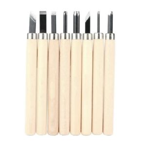 Bộ Dụng Cụ Điêu Khắc Thủ Công Có 8 Hình Dạng Lưỡi Khác Nhau Cán Gỗ Chắc Chắn Ứng Dụng Được Trên Nhiều Vật Liệu Mềm
