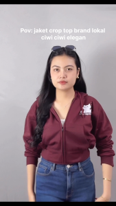 Jaket Crop Top Cewe Bahan Fleece Sablon Cat Terlaris 2025 Size M-XXL