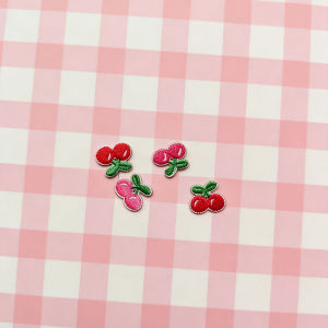 Mini Cherry Embroidery Patch Ironing Self-adhesive Style Patch Decoration Clothing Stationery Making Cute Headband