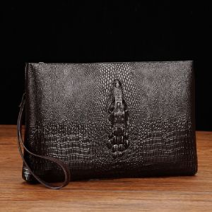 Luxury Brand Men Clutch Bag Fashion Long Wallet Leather Double Zipper Business Purse Black Brown Casual Male Handy Money Bag
