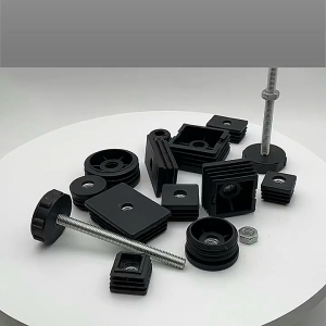 4pcs Adjustable Foot Mats With Nut M8 Square Furniture Pipe Plug Chair Shelf Foot Pad Stopper