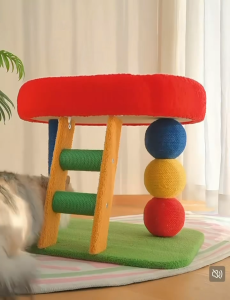 Space-Saving Vertical Cat Tree with Cat Bed Scratching Post Hemp release energy and prevent destructive behavior Wear-Resistant Cat Climbing  long-lasting Toy bed for cozy napping compact stable durable colourful natural sisal