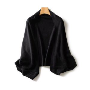 Shoulder and Neck Protection Air-conditioned Office Shawl Blue Wool Knit