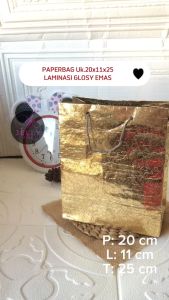 LUSINAN Paperbag Glossy Emas Tas Hajatan 20 x 10 x 25 PAPER BAG EMAS