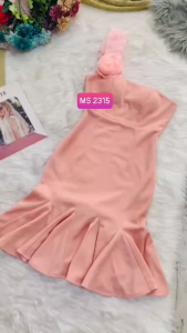 MYDU SHOP | MS 2315 – ĐẦM ÔM THUN DỰ TIỆC 1 VAI HOA ĐÍNH LAI LOE TÔN DÁNG