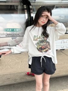 LEOHAPPY Kids Long Sleeve T-Shirt Sun Protection Girl Base Shirt Snowflake Cotton Cool Breathable Large Children Air Conditioner Shirt