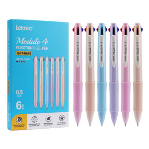 Lekreo GP146AS 6pcs ปากกาเจลหลากสี 0.5 มม.4-in-1 นักเรียนปากกาสี Fine Point ปากกาสําหรับ Planner Journaling สารพัน