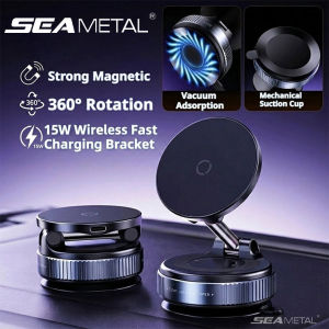 SEAMETAL Magnetic Car Mount with Vacuum Suction Qi Wireless 15W Safe Stable