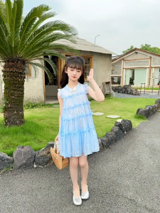 C MALL ชุดเดรสกระโปรงเด็กผู้หญิง น่ารักๆ (สีฟ้า) รุ่น LL078