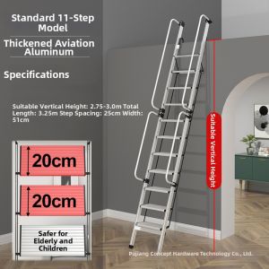 Telescopic Foldable Indoor Home Staircase Ladder with Handrails