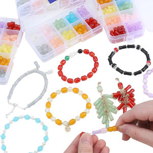 1Box 10 Grids Glass Beads Jujube/Lantern/Gourd/Bamboo Joint Shape Set For Handmade Bracelet Necklace Earring Keychain DIY Craft Jewelry Making Accessories