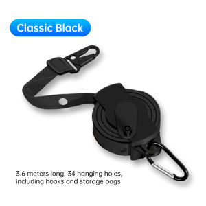Portable 3.6m Retractable Clothesline Windproof And Non-Slip Compact And lightweight Comes With Hook And Storage Bag