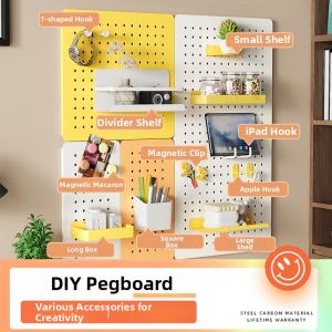 WEINIMEI | DIY Hole Board Accessories Hooks Organizer Pen Holder Magnetic Clips Desk Storage No Drilling Required