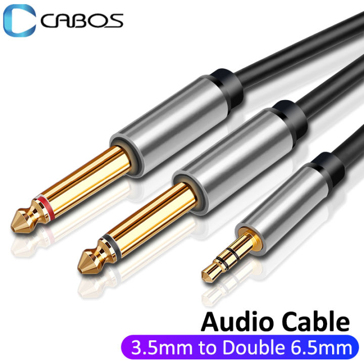 Jack 3.5mm To Double 6.5mm Aux Trs Cable Dual 6.35mm Aux Cord For Ipod 