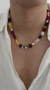 Ingemark | Ingemark Trendy Boho Colorful Resin Acrylic Beaded Choker Necklace for Men Creative Adjustable Collar Chain Jewelry on the Neck