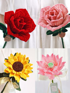 Giant Sunflower Lotus DIY Handmade Material Kit Creative Gift Bouquet Teachers Day Present for Girlfriend Craft Making Supplies