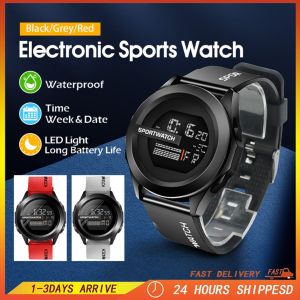 ♥จัดส่ง SFREE♥นาฬิกากันน้ำที่มีคุณภาพสูงความรู้สึกเทคโนโลยีกีฬานักเรียนชายและหญิงไฟ LED ส่องสว่างดิจิตอล Jam Tangan Elektronik โดรน Tali Jam Tangan Karet