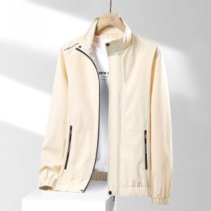 ROMON | Lormen Mens Stand Collar Jacket Casual Loose Workwear Windproof Short Style Polyester Fiber Outerwear Fashionable Autumn Spring