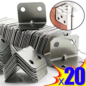 20Pcs Stainless Steel L-Shaped Corner Code 90 Degree Laminated Furniture Plate Hardware Right Angle Bracket Cabinets Small Connectors