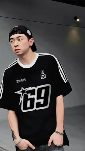 Tshirt Lengan Pendek Premium 69Premium Oversize Korean Style Garis Tiga Bahan Cotton 100%