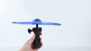[Local&48H to ship] Kids Drawstring flying saucer UFO toy Children drawstring flashing flying Frisbee