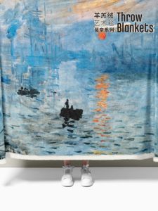 Nghệ Thuật Nhỏ Khăn Quấn Ấm Áp Lông Cừu Phong Cách Monet Mùa Đông Mùa Hè Nhẹ Nhàng Nướng Máy Giặt Khăn Quấn Polyester