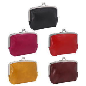 Royal Bagger Coin Purses for Women Genuine Cow Leather Fashion Change Pouch Double Clip Storage Bag Kiss Lock Wallet Purse 1484