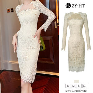 HT EraVogue เดรสผู้หญิง เดรสซีดำ สีครีม เดรสแขนยาว เดรสลูกไม้ เดรสทำงาน เดรสออกงาน เดรสไปงานแต่ง เดรสเซ็กซี่ เดรสเกาหลี 9569