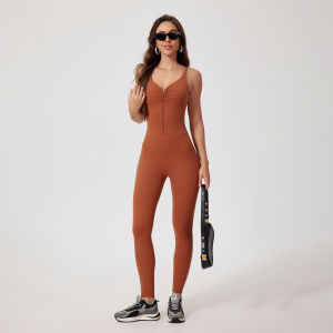 QYUED | Zippered Fleece Elastic Quick-Dry Padded Yoga Unitard