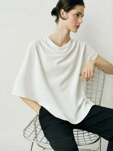 AMII | Summer Elegant Commuter Asymmetric Flutter Sleeve Pearl-buttoned Blouse