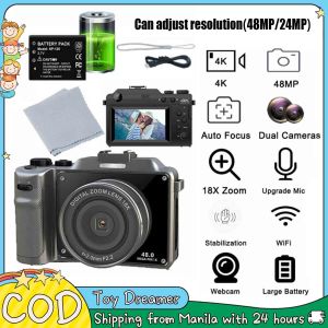 Digital Camera for Vlogging: Dual Lens, Timer LED Light & Auto Focus WiFi Camera 48MP