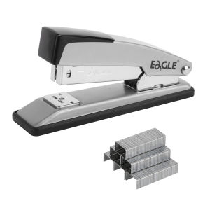 EAGLE Metal Stapler 20 Sheet Capacity Includes 1000 Staples for Temporary/Permanent Binding Anti-Jam with Non-Skid Base