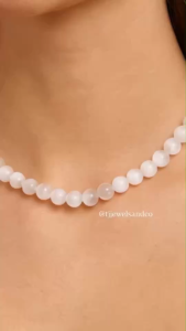 สร้อยคอหินเซเลไนต์ Selenite Necklace ขนาด8-10มิล