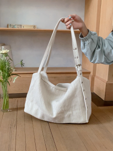 Korean Lazy Style Large Capacity Canvas Tote Bag 2025 New Model College Student Class Commuting Single Shoulder Slant Bag