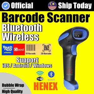 Official Henex USB Wireless Bluetooth Mini Barcode Scanner 1D 2D QR Code Support Touch n Go Boots