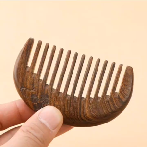 Golden Sandalwood Comb Scalp Meridian Comb Portable Makeup Wooden Comb Head Massage Comb