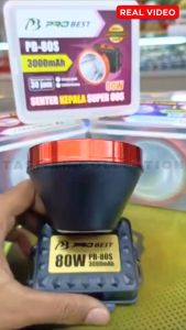 Senter Kepala Premium 80W | Cahaya Putih / Kuning Tahan 30 Jam
