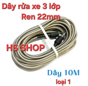 Dây rửa xe 10 15 20 30m Dây rửa xe áp lực cao ren 22mm ( LOẠI 1 )