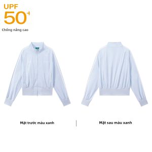 JNXS | Áo Khoác Chống Nắng In Chữ Sọc Màu Sắc Phong Cách Ngắn Cho Nữ