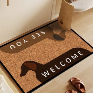 VIKAMA Welcome Cow Calf Silhouette Farm Coir Rustic Animal Art Crystal Velvet Door Mat Non Slip Entryway Bedroom Living Room