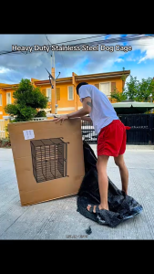 Greenpets Dog Cage Stainless Steel Large Foldable Heavy Duty with Lock Removable Tray for Big Dogs Indoor Outdoor Use