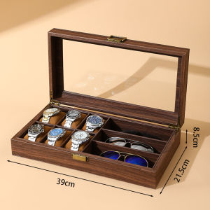 Retro Wood Grain Leather Double Layer Large Capacity Watch Jewelry Storage Box Home Use Watch Box Soft Pillow Watch Case