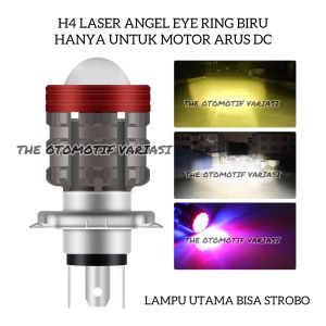 Lampu Depan Bohlam Led H4 Laser Jauh Dekat Putih Kuning Plus Devil & Angel Eye26 Watt Laser Nyala 4 Mode Bisa Flash / Lampu laser motor / Lampu led laser h4 / Lampu motor / Lampu vixion