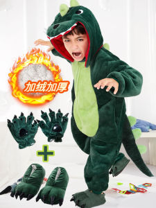 หนาขึ้น ชุดนอนไดโนเสาร์สองชั้นพร้อม ผ้าขนแกะ สําหรับเด็กผู้ชาย ฤดูหนาว Onesie เด็กทารก Boy เด็กผู้หญิง เสื้อผ้า All-in-one