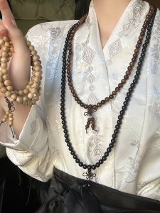 New Chinese Style Lignum Verum Bead Necklace Layered Vintage Zen Meaning Bracelet Fashion Jewelry Accessories for Women